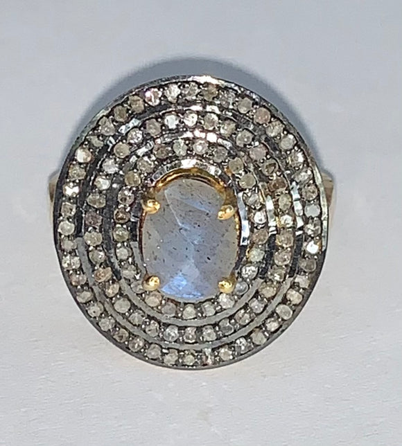 Champagne Diamonds with Moonstone Ring