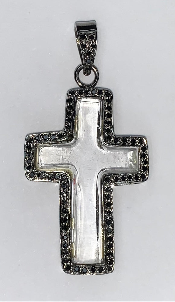 Black Diamonds Small Glass Cross Pendant
