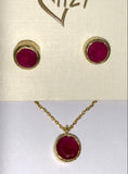 1127 Floating Ruby Pendant with Earrings