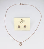 1127 Floating Rose Gold Pearl Pendant with Earrings
