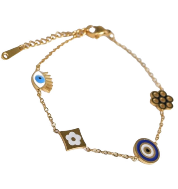 Gold Plated Evil Eye Charm Bracelets