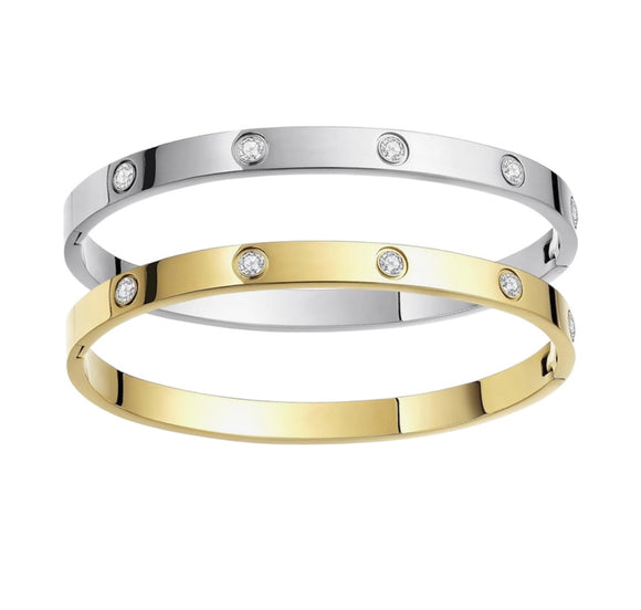 Love Bangle 18k Gold Plated Titanium Steel with CZ