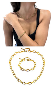 Thick Gold Plated Paperclip Necklaces & Bracelets