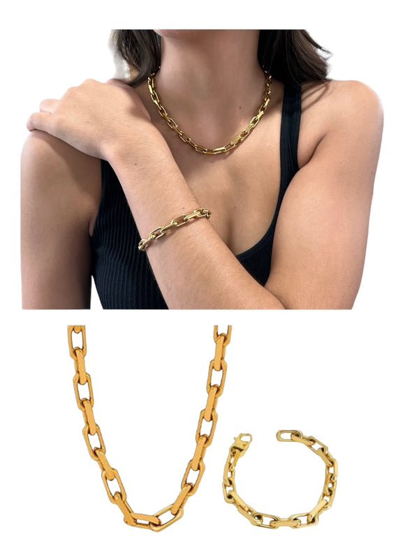 Chunky Gold Plated Paperclip Necklaces & Bracelets