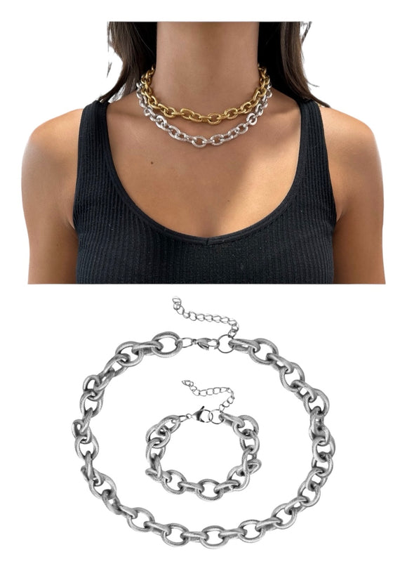 Chunky Stainless Steel Chain Necklaces & Bracelets