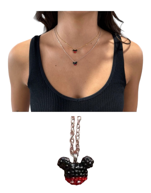 Mickey Mouse Crystal Stainless Steel Necklace