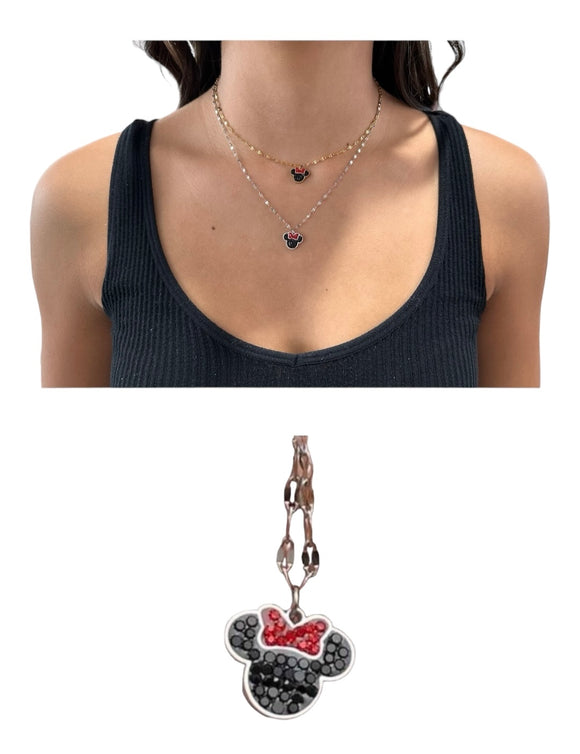 Minnie Mouse Crystal Stainless Steel Necklace