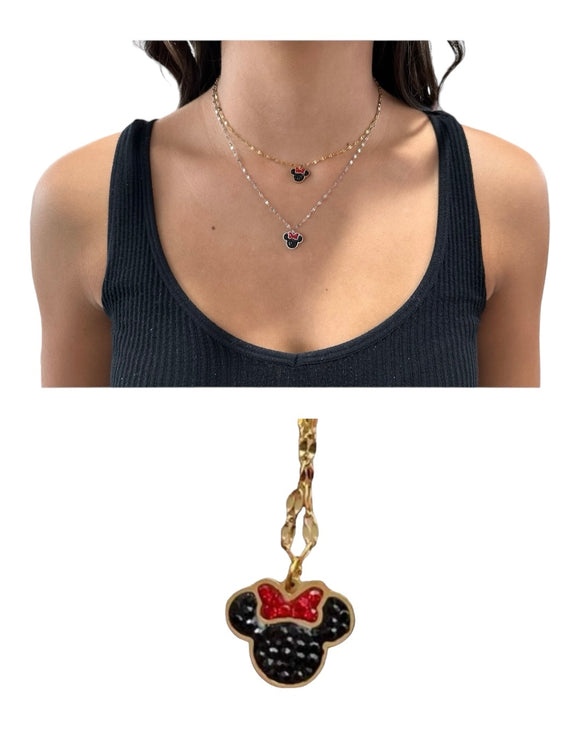 Minnie Mouse Crystal Gold Plated Necklace