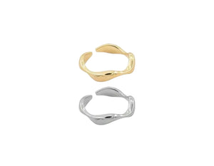 Water Wave Gold Plated Cuff Rings