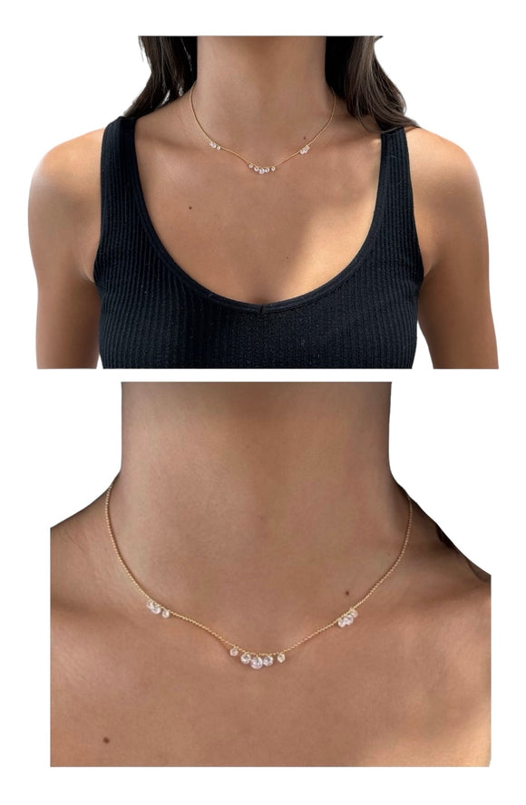 Free Floating Diamond Gold Plated Necklace