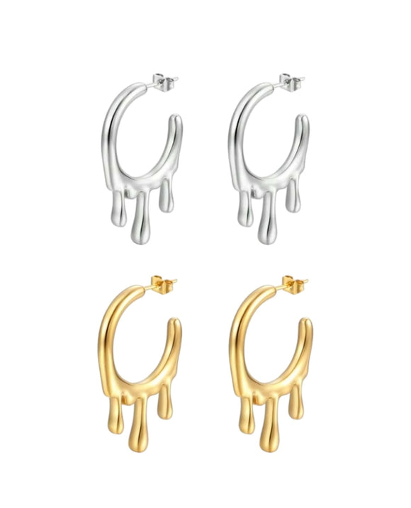 Water Drip Gold Plated Earrings