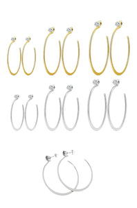 Gold Plated Diamond Stud Flat Hoops