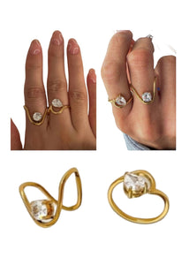 Diamond Water Wave Shape & U-Shape Rings